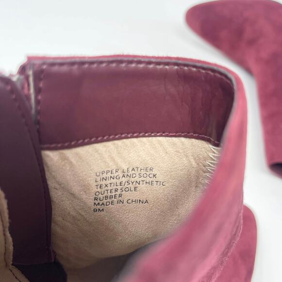 Banana‎ Republic Ankle Boot Womens 9 Burgundy Suede Leather 3” Heel Pointed Toe - Picture 9 of 9